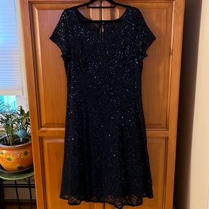 Elegant Navy Blue Lace Dress